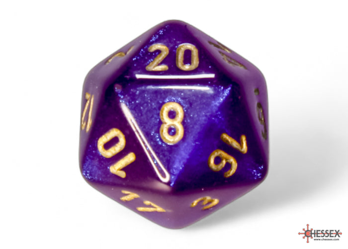 Borealis Luminary Royal Purple-Gold - Polyhedral 7-Dice Set - Brain Spice