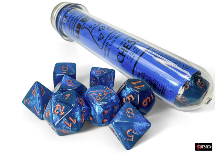 Borealis Midnight-Copper Luminary 7 Dice Set - Brain Spice