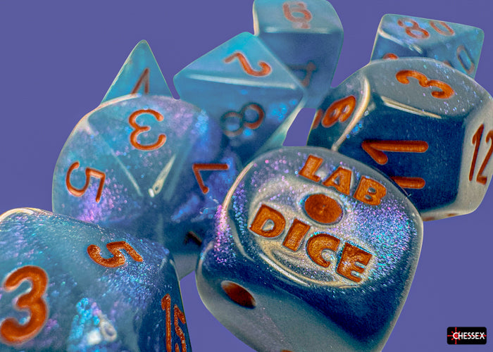 Borealis Midnight-Copper Luminary 7 Dice Set - Brain Spice