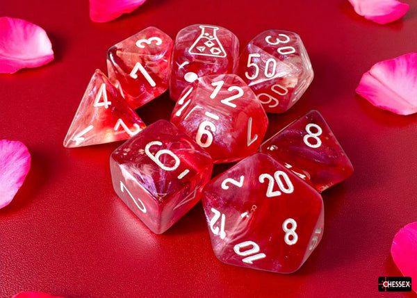 Borealis Passion-White Luminary 7 Dice Set