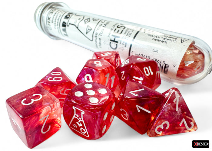 Borealis Passion-White Luminary 7 Dice Set - Brain Spice