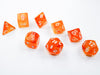 Borealis Polyhedral Blood Orange-White Luminary 7-Dice Set - Brain Spice