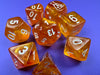 Borealis Polyhedral Blood Orange-White Luminary 7-Dice Set - Brain Spice