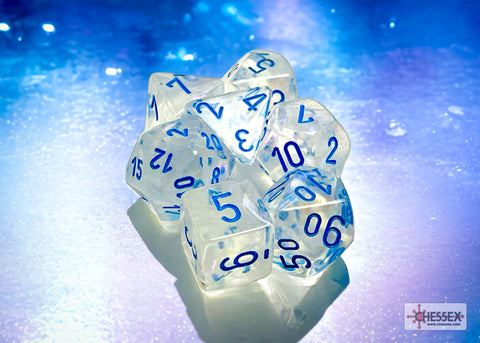 Borealis Polyhedral Icicle-Light Blue Luminary 7-Dice Set - Brain Spice