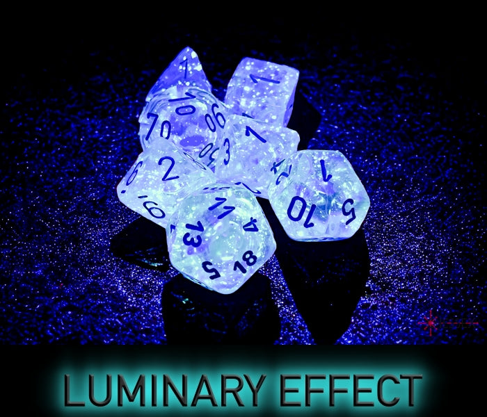 Borealis Polyhedral Icicle-Light Blue Luminary 7-Dice Set - Brain Spice