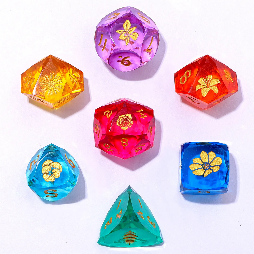 Bouquet of Dice - Captured Magic 7-Dice Set - Luster Cut Resin - Brain Spice
