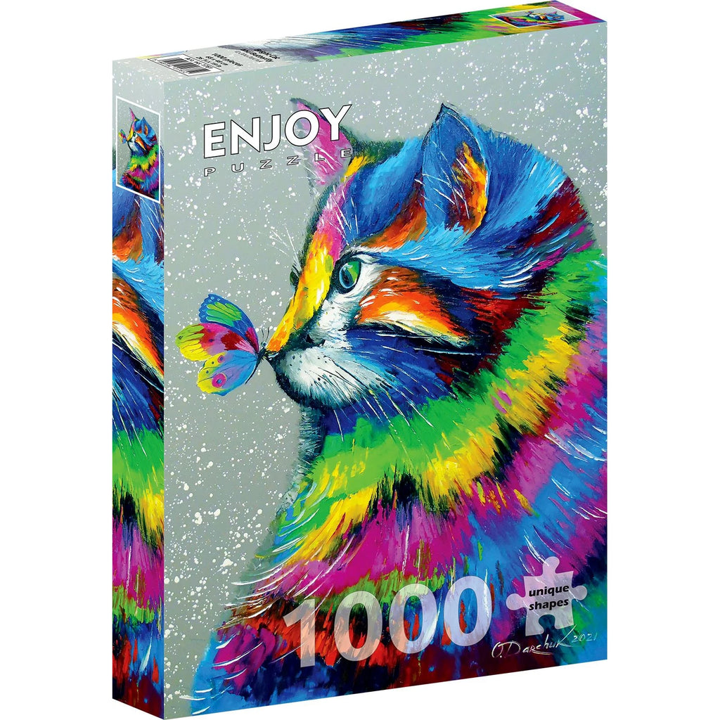 Bright Cat and Butterfly - Jigsaw 1000pc - Brain Spice