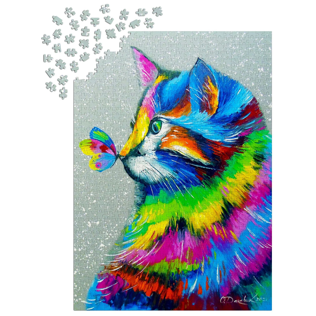 Bright Cat and Butterfly - Jigsaw 1000pc - Brain Spice