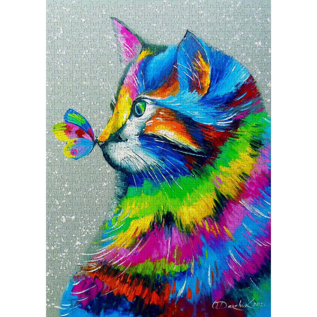 Bright Cat and Butterfly - Jigsaw 1000pc - Brain Spice