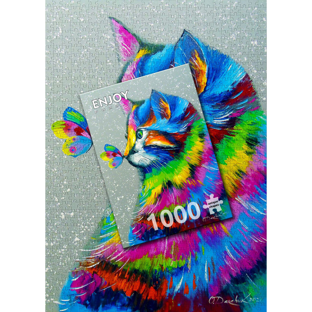 Bright Cat and Butterfly - Jigsaw 1000pc - Brain Spice