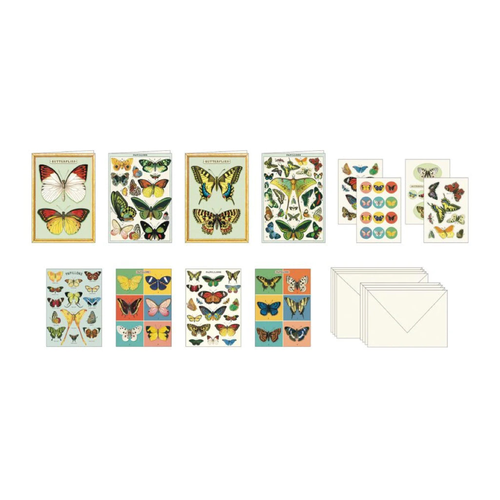Butterflies - Cavallini Stationery Set - Brain Spice