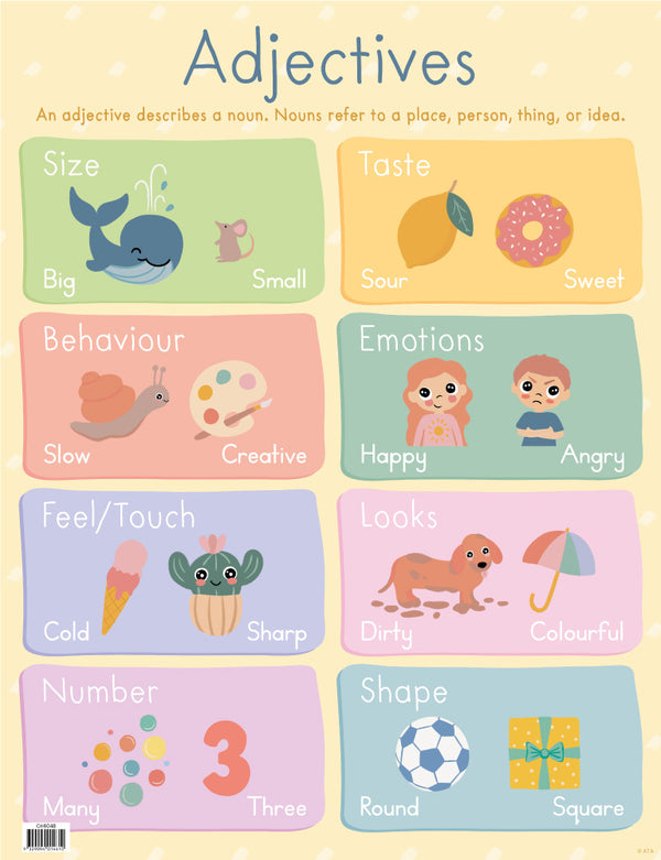 Adjectives Photographic - Educational Chart - Brain Spice