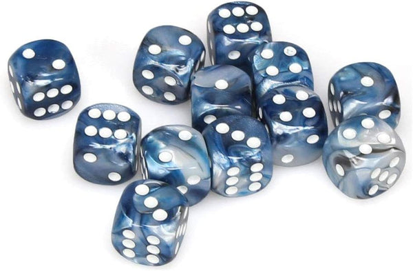 Lustrous 16mm d6 Slate-White Dice Block (12 dice)