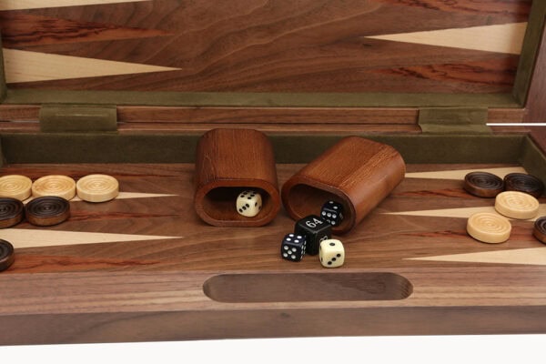 Chess Checkers & Backgammon Set - Folding Walnut 16inch - Brain Spice