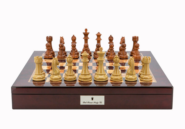 Chess Set - Mahogany With Storage Box and 110mm Pieces 20inch - Brain Spice