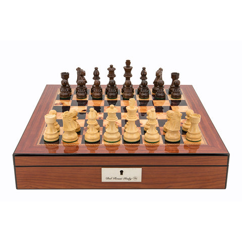Chess Set - Staunton - Walnut Finish With Compartments 16inch - Brain Spice