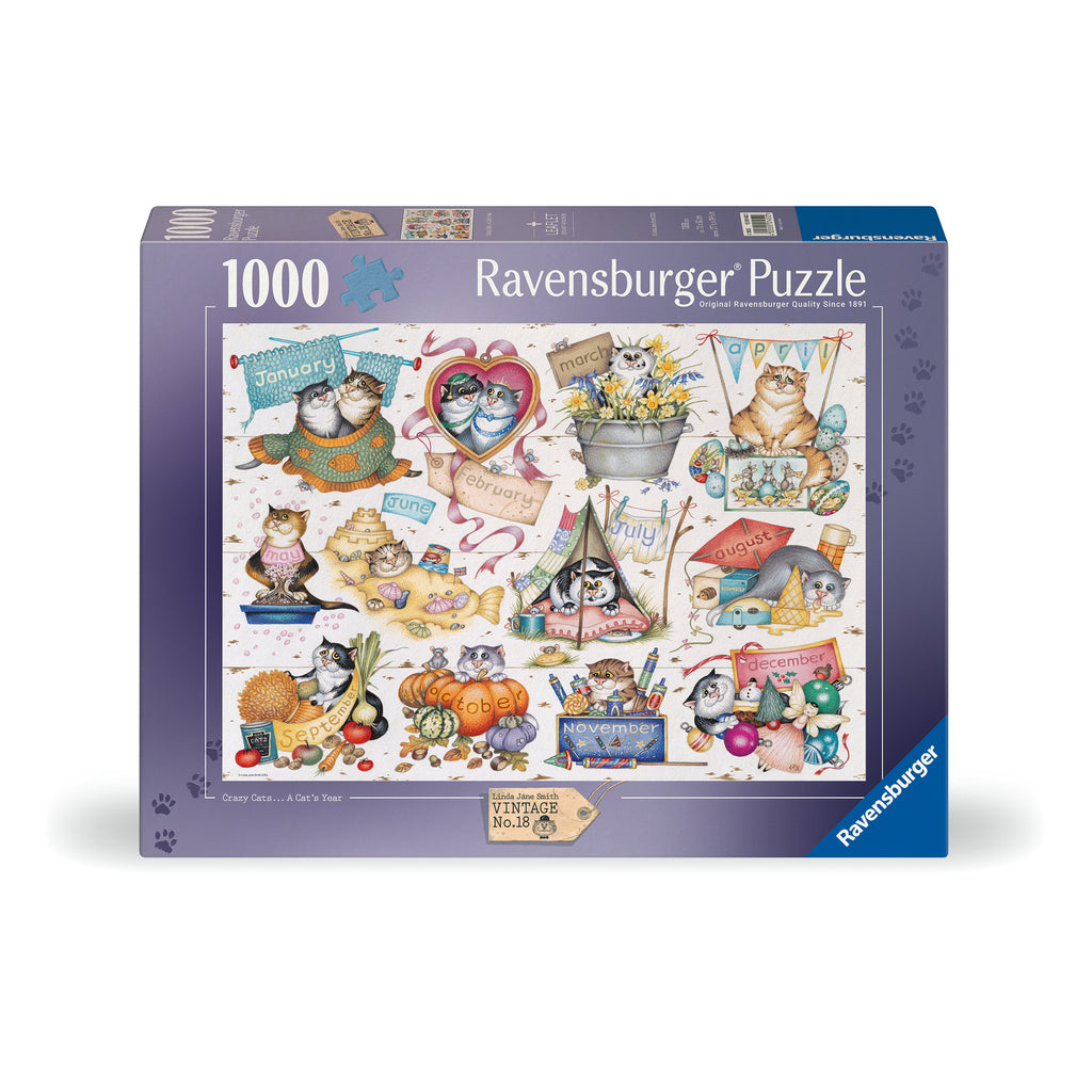 Crazy Cats Cats Calendar - Jigsaw 1000pc - Brain Spice