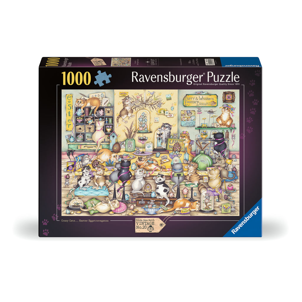 Crazy Cats Easter Eggstravaganza - Jigsaw 1000pc - Brain Spice