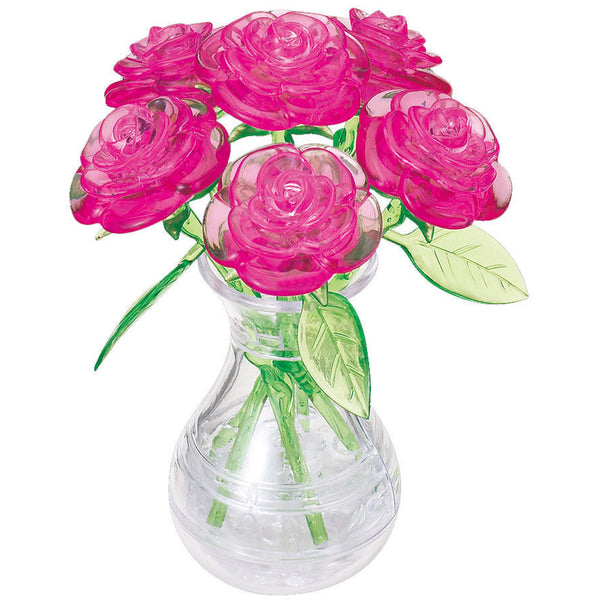Crystal Six Pink Roses Puzzle - 3D Jigsaw - 47pc - Brain Spice