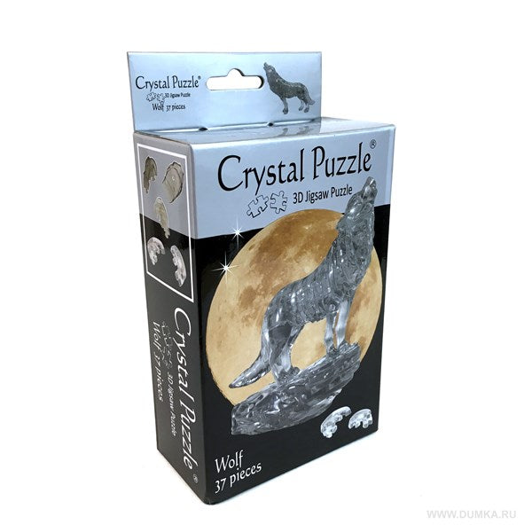 Crystal Wolf Silver Puzzle - 3D Jigsaw - 37pc - Brain Spice