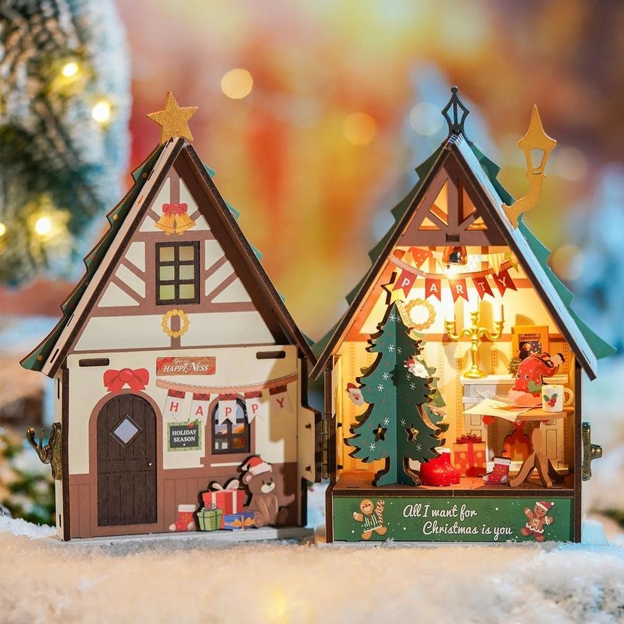 DIY Mini Twinkling Christmas House - Brain Spice