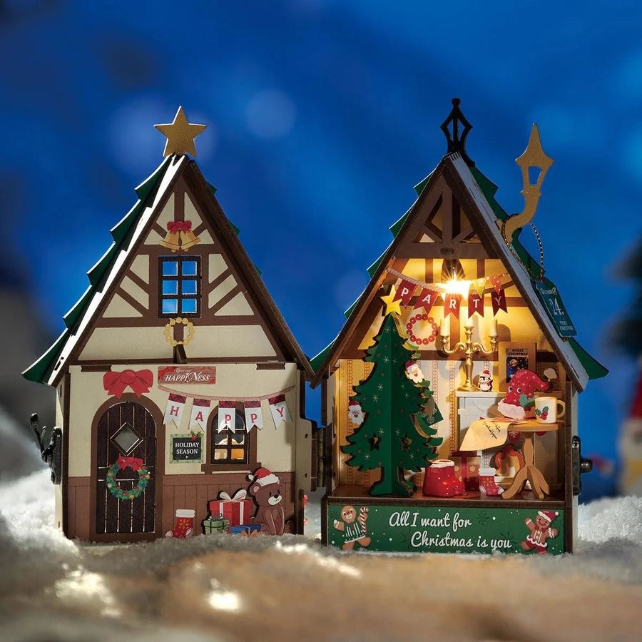 DIY Mini Twinkling Christmas House - Brain Spice