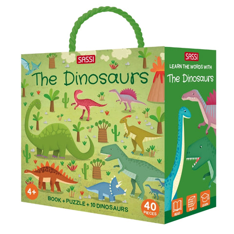 Dinosaurs 3D Puzzle & Book Set - 40pc - Sassi Learn Words - Brain Spice