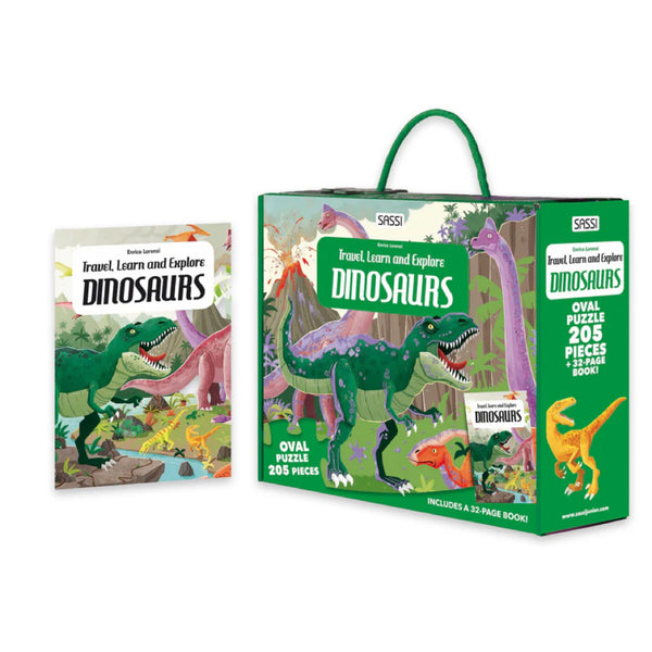 Dinosaurs Puzzle & Book Set - 205pc - Sassi Travel Learn and Explore