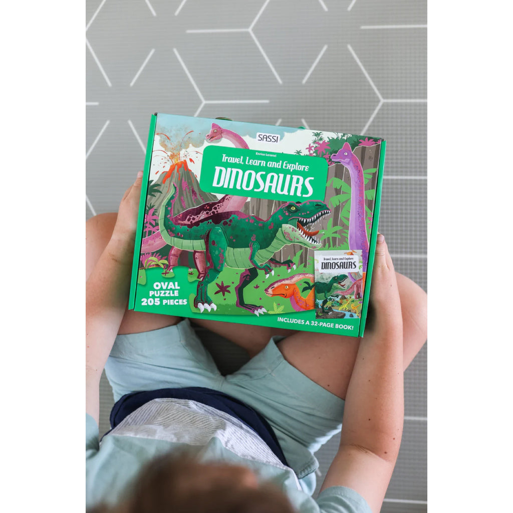 Dinosaurs Puzzle & Book Set - 205pc - Sassi Travel Learn and Explore - Brain Spice