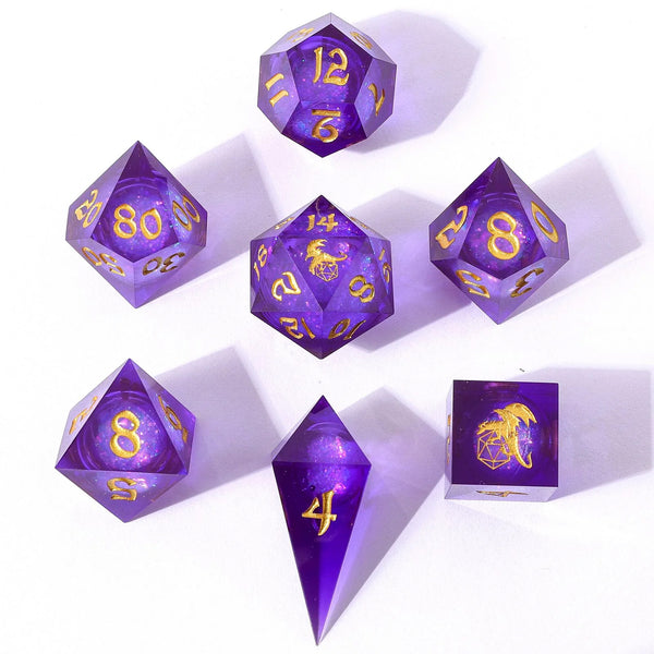 Distilled Storm - Captured Magic 7-Dice Set - Liquid Core Sharp Edge Resin - Brain Spice