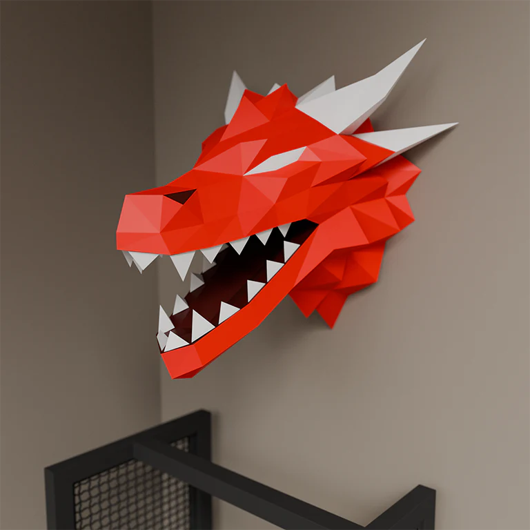Dragon Head Origami Model - 3D Paper Art - Brain Spice