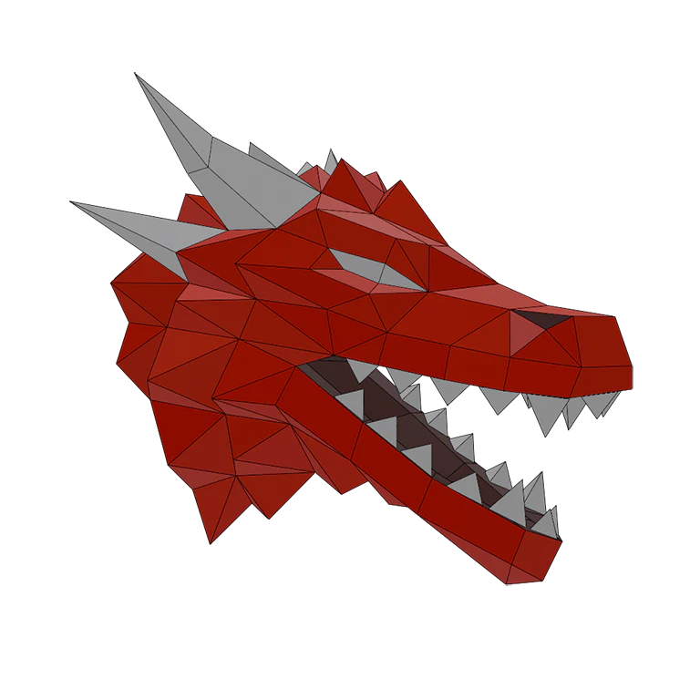 Dragon Head Origami Model - 3D Paper Art - Brain Spice