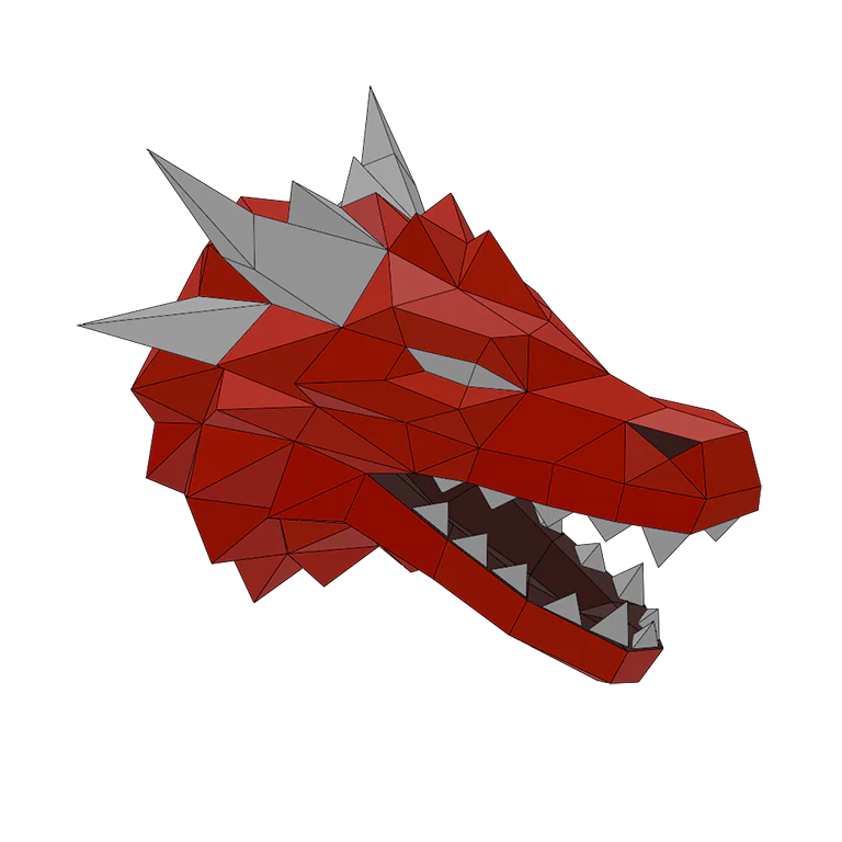 Dragon Head Origami Model - 3D Paper Art - Brain Spice