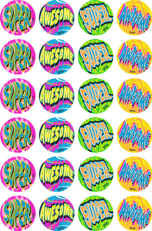Super/ Awesome - Fluoro Stickers - Brain Spice