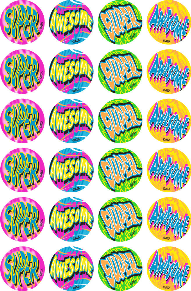 Super/ Awesome - Fluoro Stickers - Brain Spice