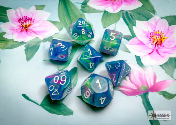 Festive Waterliliy-White - Polyhedral 7-Dice Set