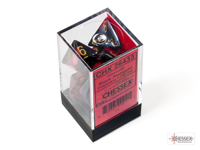 Gemini Black-Red-Gold - Polyhedral 7-Dice Set - Brain Spice