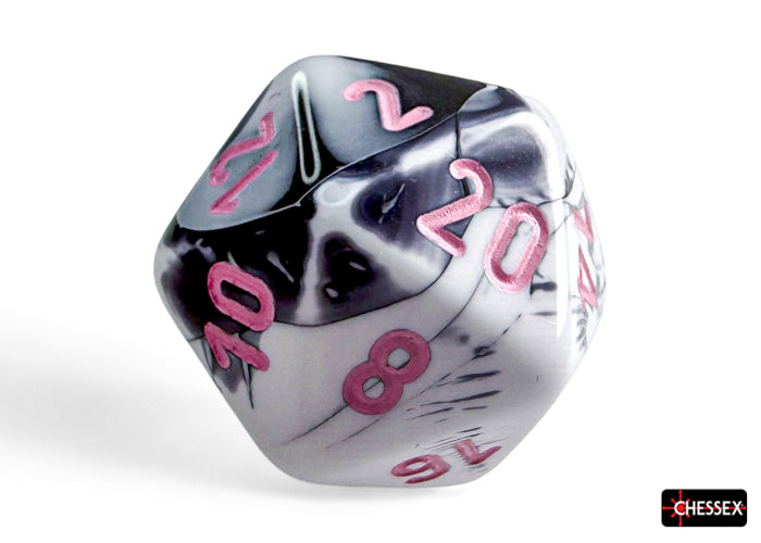 Gemini Black-White-Pink - Polyhedral 7-Dice Set - Brain Spice