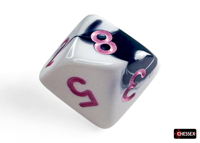 Gemini Black-White-Pink - Polyhedral 7-Dice Set - Brain Spice
