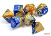 Gemini Blue-Gold-White 7 Dice Set - Brain Spice