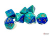 Gemini Blue-Teal-Gold 7 Dice Set - Brain Spice
