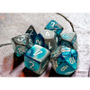 Gemini Steel-Teal-White 7 Dice Set - Brain Spice