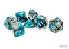Gemini Steel-Teal-White Polyhedral 7-Dice Set - Brain Spice