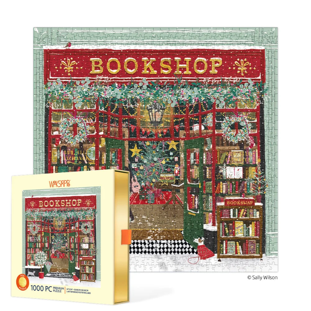 Gold Foil Festive Bookshop - Jigsaw 1000pc - Brain Spice
