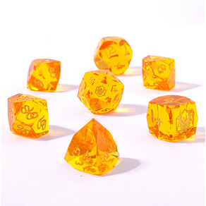 Golden Yellow - Captured Magic 7-Dice Set - Luster Cut Resin