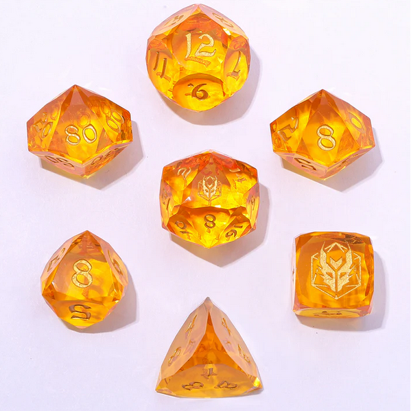 Golden Yellow - Captured Magic 7-Dice Set - Luster Cut Resin - Brain Spice