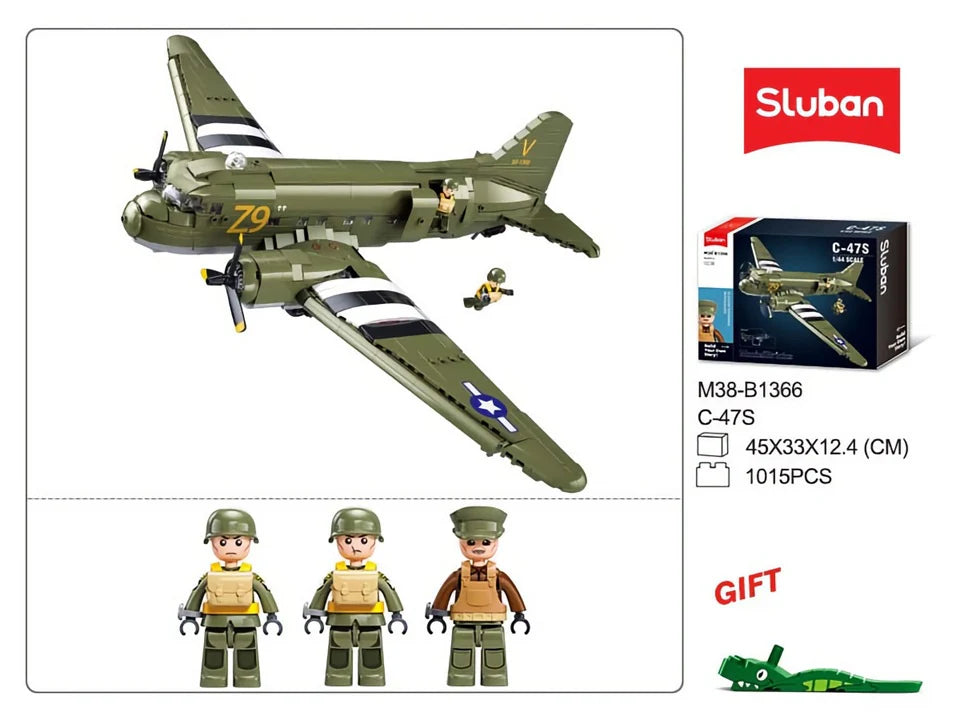 Model Bricks C-47S Airtrain - Scale 1 to 44 - 1015pc - Brain Spice