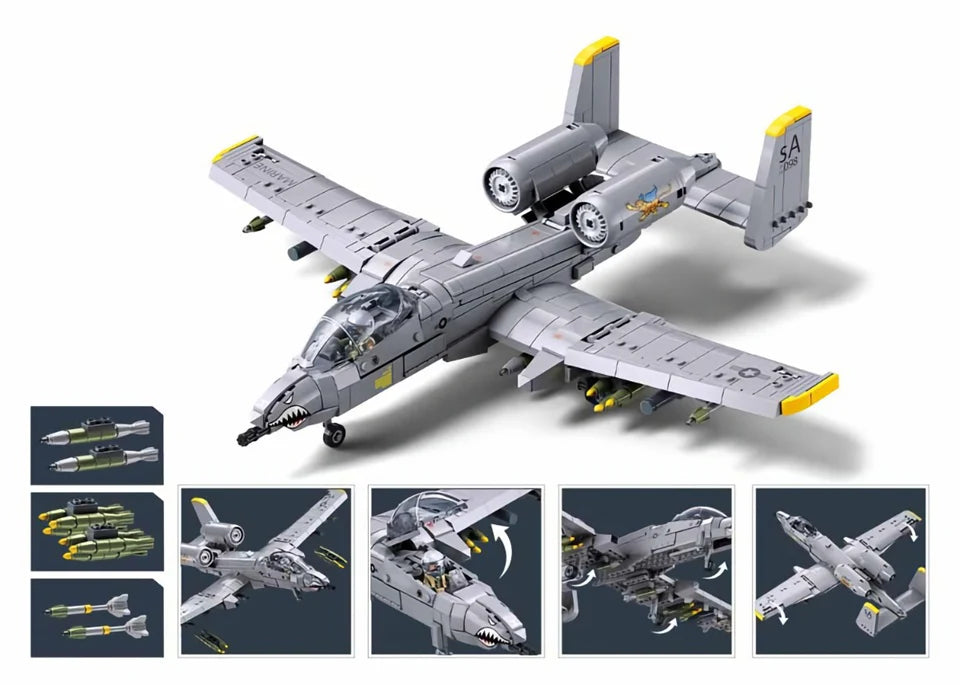Model Bricks A-10CS Attack Aircraft - Scale 1 to 44 - 701pc - Brain Spice