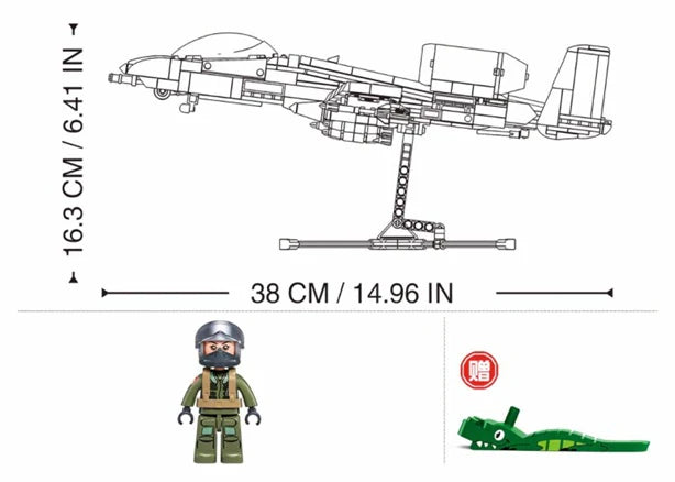 Model Bricks A-10CS Attack Aircraft - Scale 1 to 44 - 701pc - Brain Spice