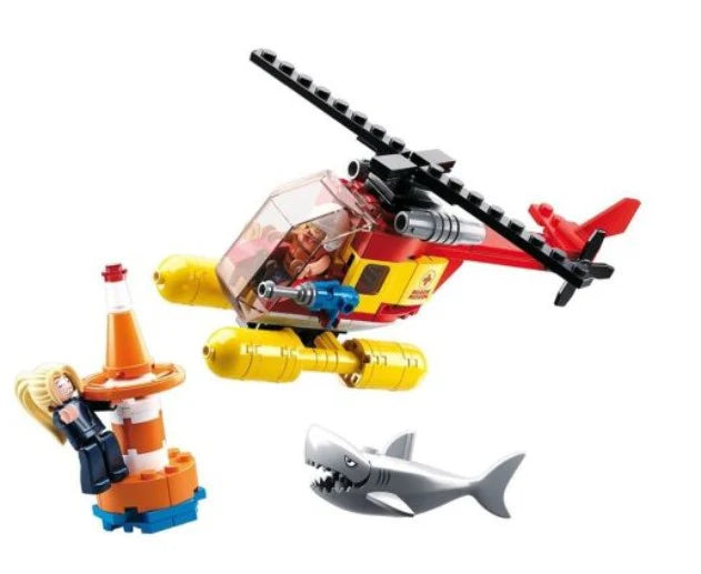 Surf Beach Patrol Helicopter - Model Bricks Town - 149pc - Brain Spice